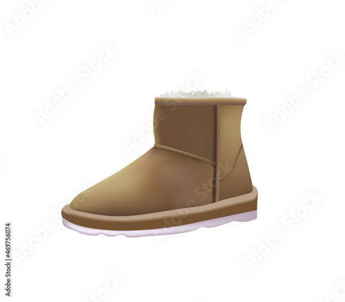 Brown snug boot, vector illustration