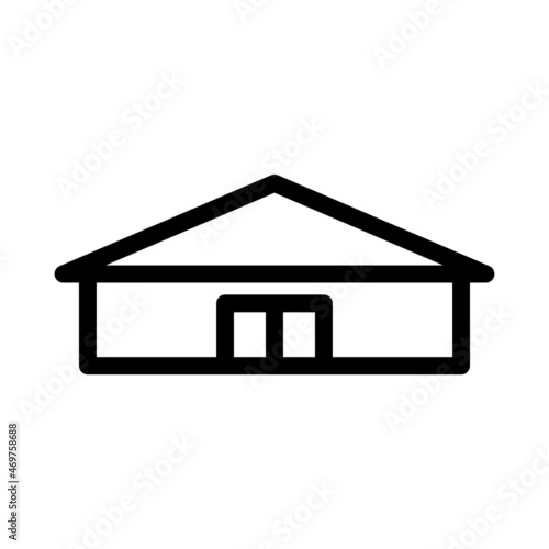 Building icon. Black contour linear silhouette. Front view. Vector simple flat graphic illustration. The isolated object on a white background. Isolate.