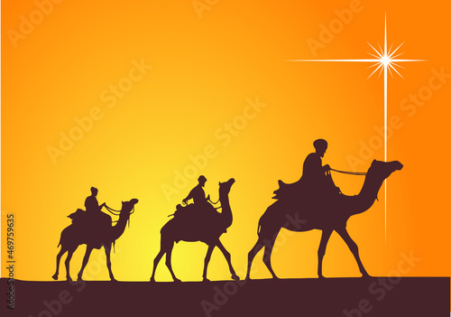 Bethlehem star and 3 wise men