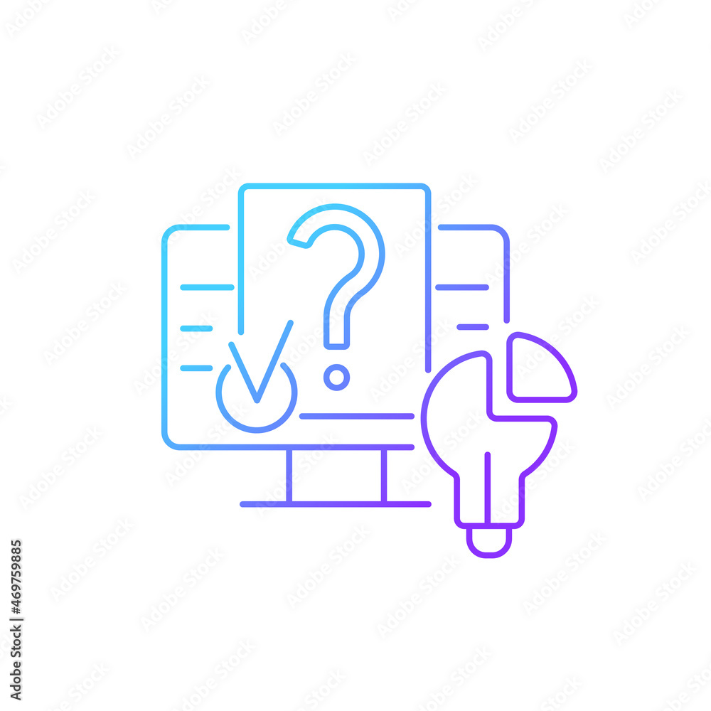 Digital problem solving gradient linear vector icon. Solving technical problems. Using digital environment. Thin line color symbol. Modern style pictogram. Vector isolated outline drawing Digital problem solving gradient linear vector icon. Solving technical problems. Using digital environment. Thin line color symbol. Modern style pictogram. Vector isolated outline drawing