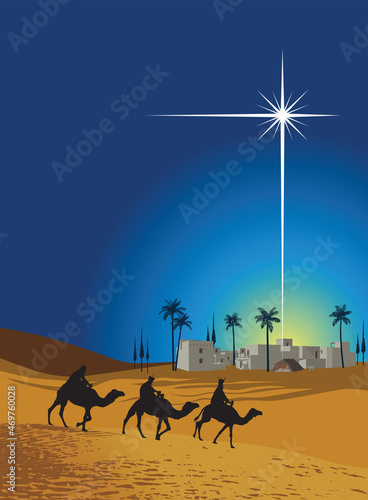 Bethlehem star and 3 wise men