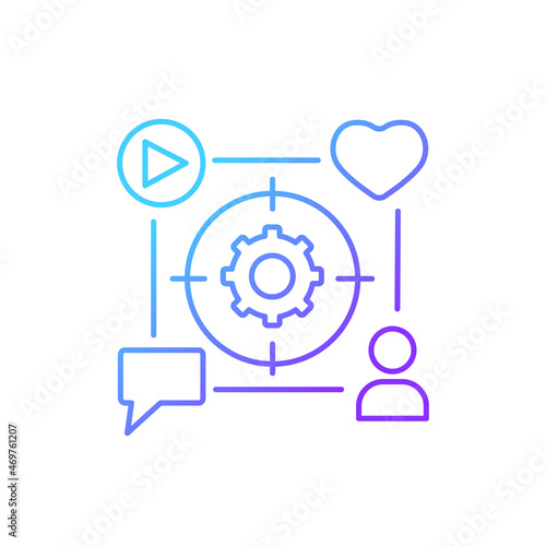 Focus and attention management gradient linear vector icon. Increasing productivity. Time management skills. Thin line color symbol. Modern style pictogram. Vector isolated outline drawing
