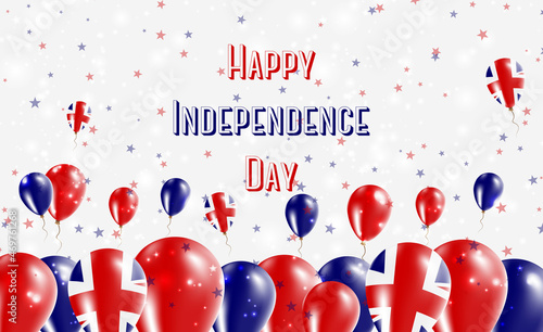 United Kingdom Independence Day Patriotic Design. Balloons in British National Colors. Happy Independence Day Vector Greeting Card.