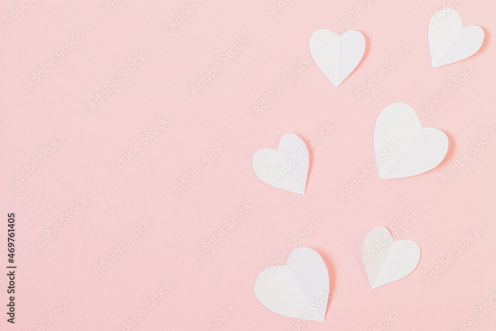 Pastel background with hearts and copy space