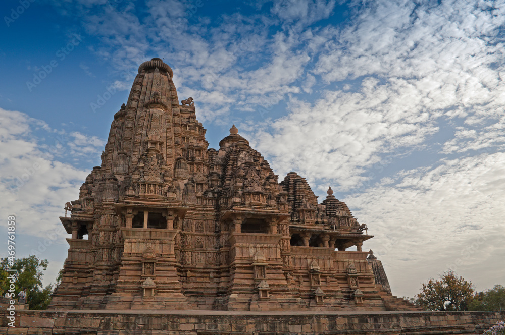 Vishvanatha Temple, dedicated to Shiva, Western Temples of Khajuraho, Madya Pradesh, India - UNESCO world heritage site. It's a popular tourist destination for tourists all across the world.