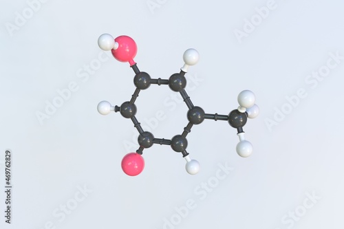 Orcinol molecule made with balls, scientific molecular model. 3D rendering