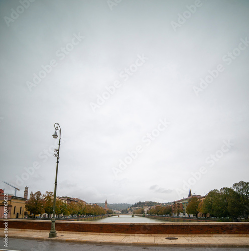 The bridge in the Rio Áldige in Verona Italy