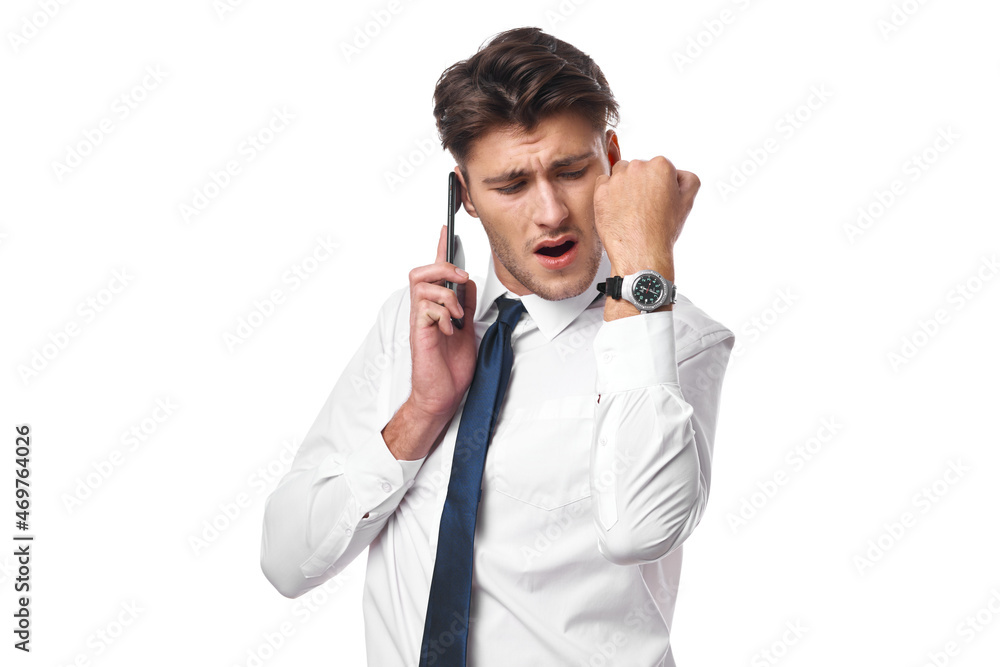 a person phone communication success work office isolated background a person phone communication success work office isolated background