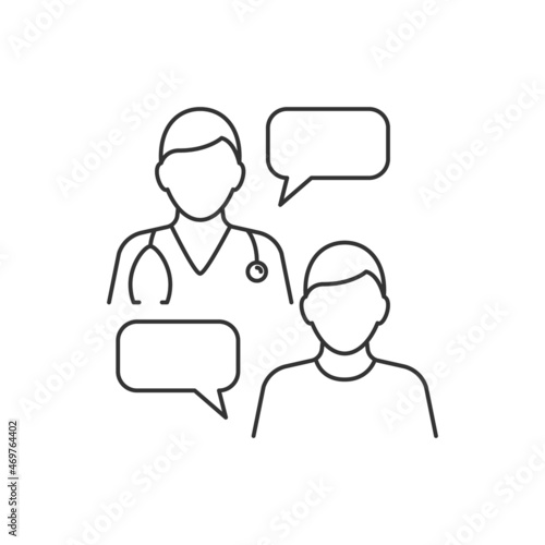 Doctor's discussion with the patient. Editable stroke