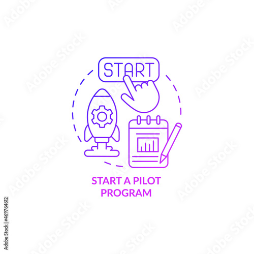 Initiate a pilot program concept icon. Research new technology. Launch short time project. Short period experiment abstract idea thin line illustration. Vector isolated outline color drawing