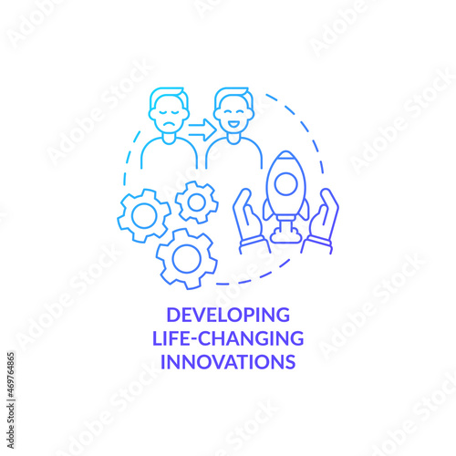 Invent life-changing innovation concept icon. Lifesaving product creation. Scientific development modifying life abstract idea thin line illustration. Vector isolated outline color drawing