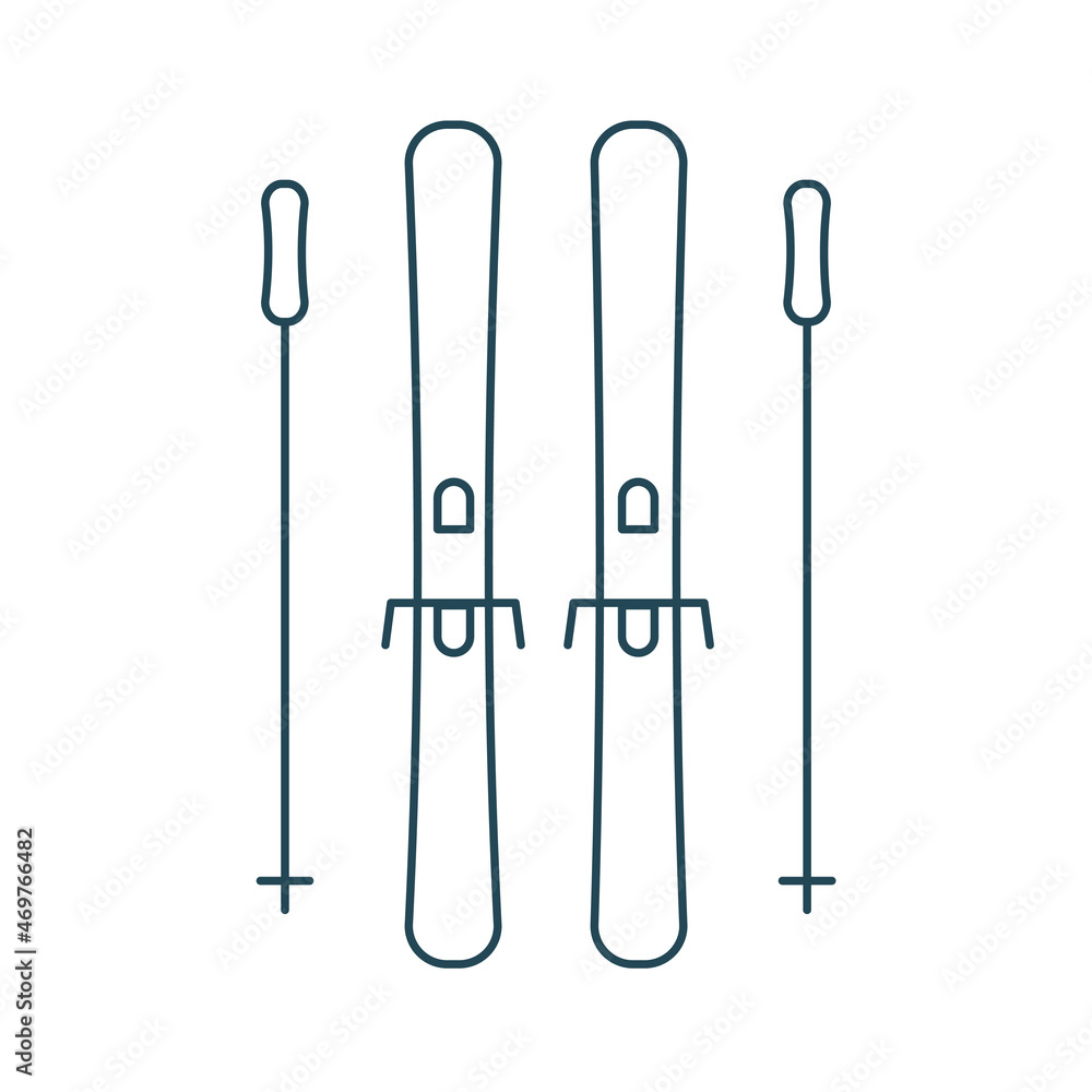 Outline ski icon. Editable Stroke - stock vector Outline ski icon. Editable Stroke - stock vector
