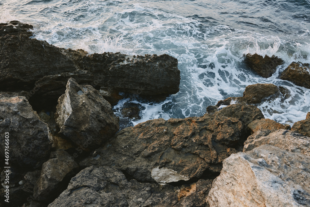 Rocky stones by the ocean nature landscape summer Rocky stones by the ocean nature landscape summer