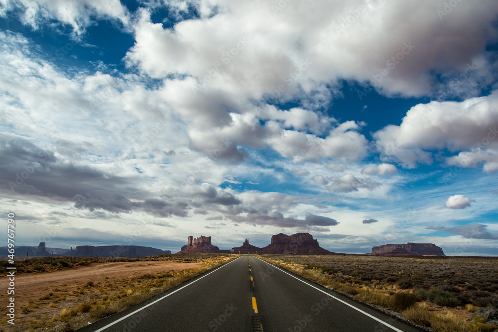 Amazing road and sky. Classic way to the Monument Valley