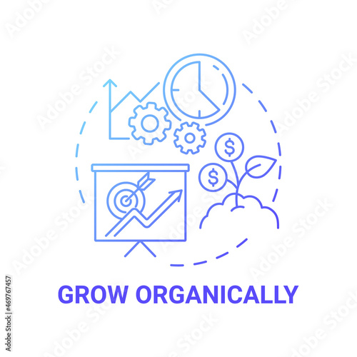 Grow organically blue gradient concept icon. Starting social entrepreneurship abstract idea thin line illustration. Company growth and development. Vector isolated outline color drawing