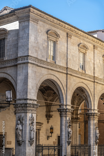 The elegant Loggia della Mercanzia, known also as Loggia di San Paolo or Loggia Dei Nobili in Siena, Italy