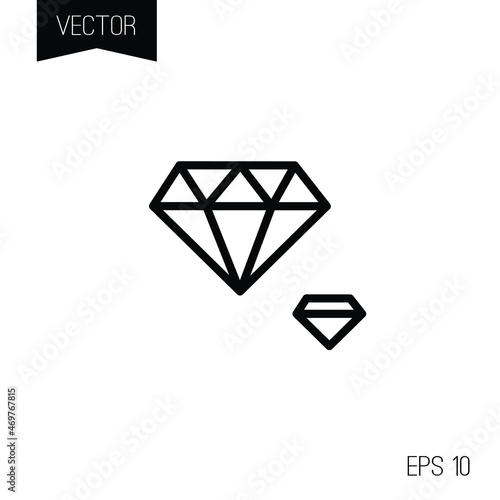 Black vector geometric icon, logo or tiny tattoo. Street gangsta and romantic style. Sketch diamond.