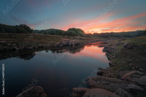 Sunset reflected in the waters of the river