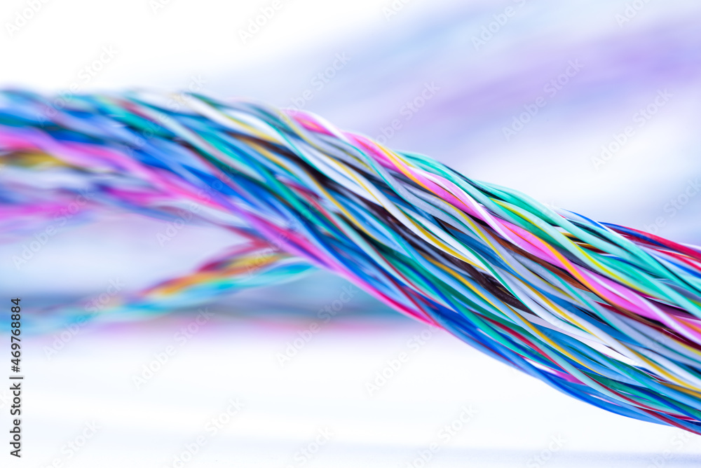 Multicolored electrical cable wire close-up Multicolored electrical cable wire close-up