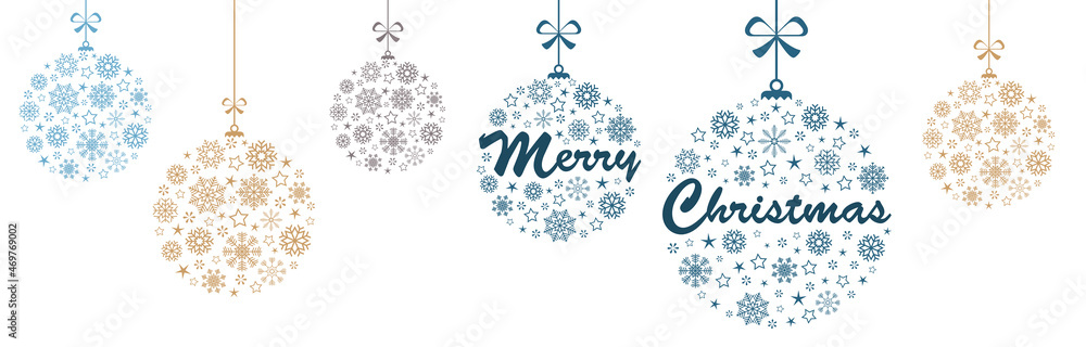 Fototapeta premium christmas greetings baubles with snow flakes