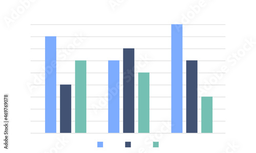 Simple Column Chart. Statistics graph by year. Coordinate system and growth rate. Vector illustration.