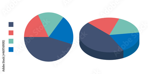 Pie Chart Examples. Round graph-chart of statistics. Vector isometric and flat illustration.