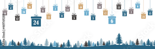 advent calendar 1 to 24 on christmas presents