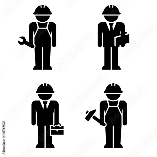 Vector icon of a construction worker, builder and superintendent.