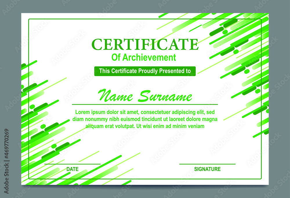 Green and gold color certificate template design. Certificate of ...