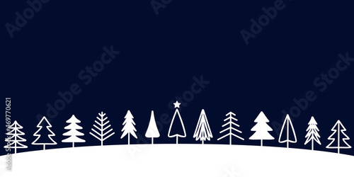 blue and white abstract winter landscape fir border christmas tree