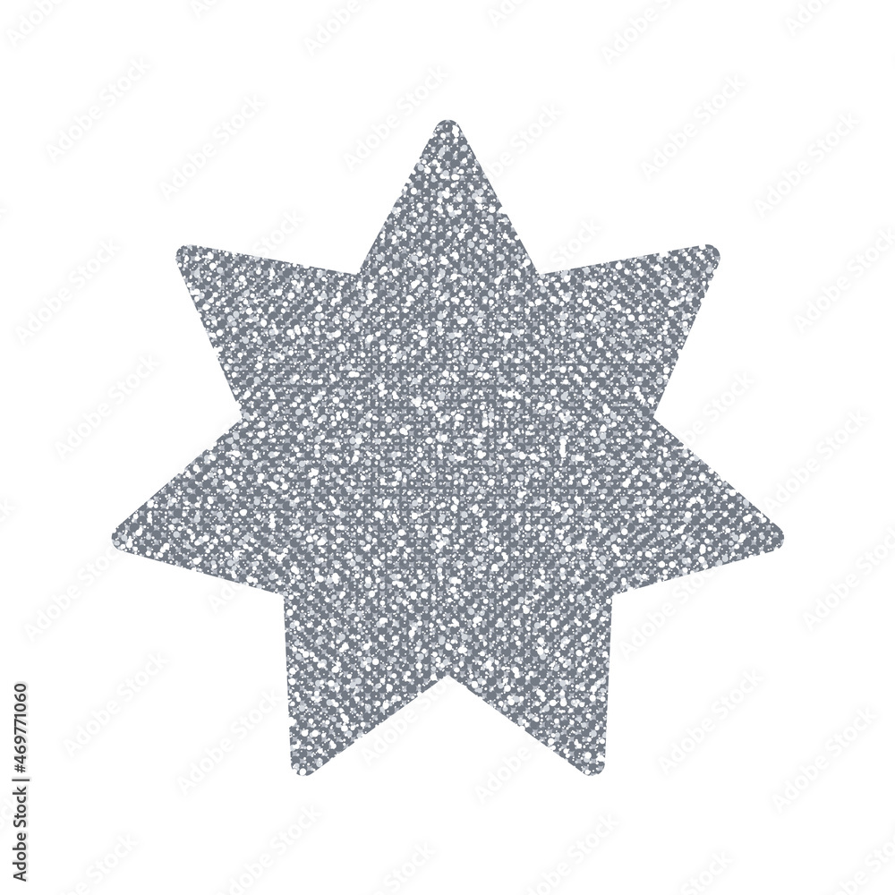 Silver glitter Star on white background