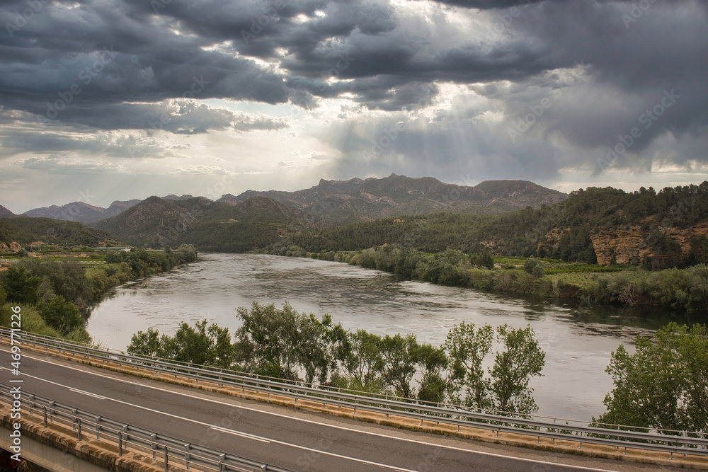 Landscape along the ebro greenway in the province of Tarragona