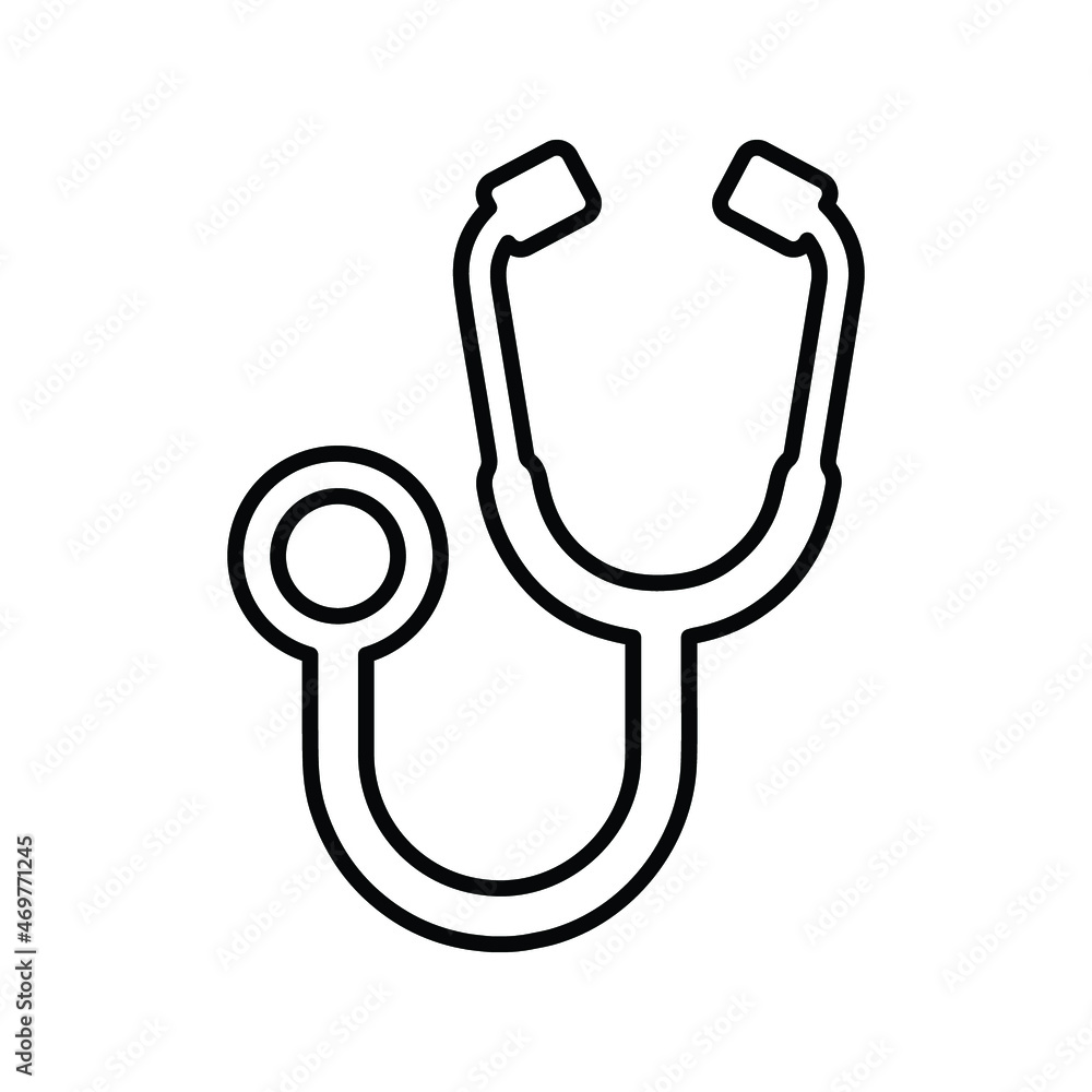 Stethoscope, ambulance, doctor gadget outline icon. Line art sketch. Stethoscope, ambulance, doctor gadget outline icon. Line art sketch.