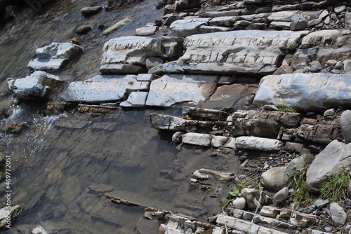 stone wall with water