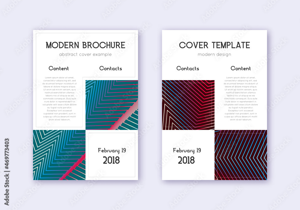 Business cover design template set. Red white blue