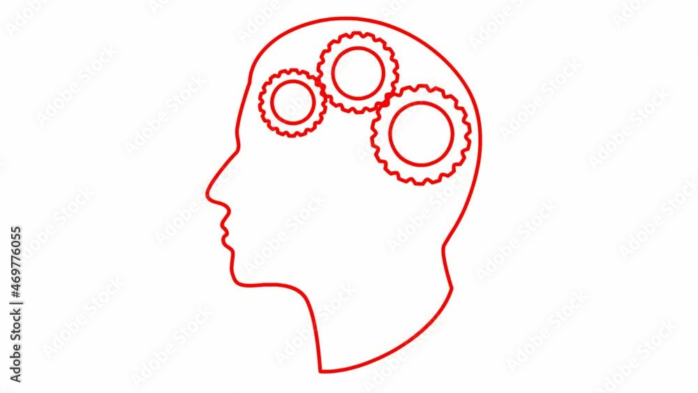 Animated linear mechanism in the head with gears. Concept of idea, creativity, intellect, strategy, thinking, work. Looped video. Illustration isolated on white background. Animated linear mechanism in the head with gears. Concept of idea, creativity, intellect, strategy, thinking, work. Looped video. Illustration isolated on white background.