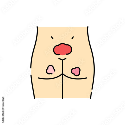 Bedsore color line icon. Human diseases.