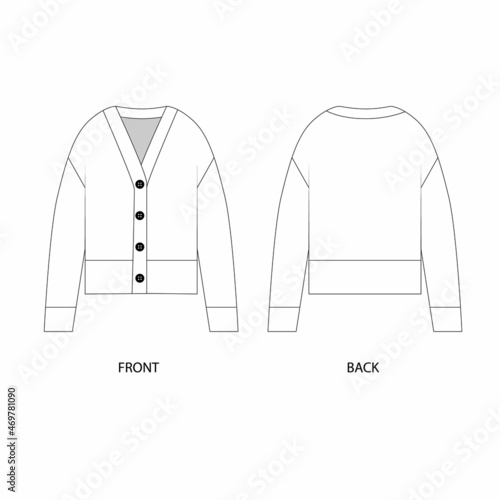 vector illustration of cardigan. Cardigan template design.