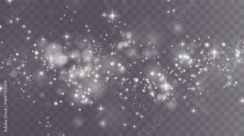 Bokeh light lights effect background. White png dust light. Christmas background of shining dust Christmas glowing light bokeh confetti and spark overlay texture for your design.	