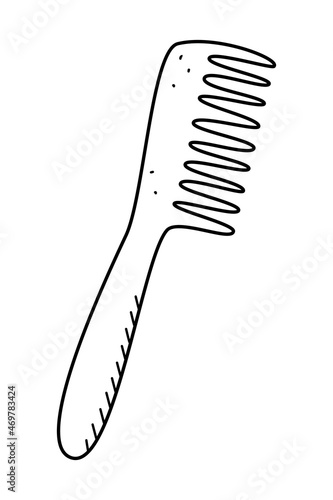 Comb vector illustration in the style of doodles. hairbrush icon for grooming or styling your hair in a hairdressing salon or at home. web element is isolated on white.