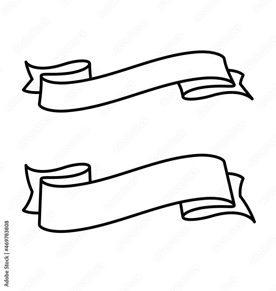 wide ribbons banner flowing scroll blank linework wide ribbons banner flowing scroll blank linework
