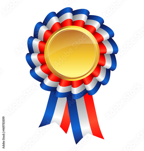 red white blue ribbon award gold medal center