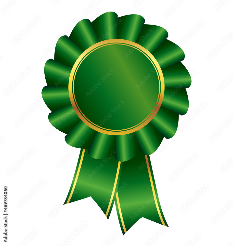 beautiful green ribbon award with gold accents Stock Vector