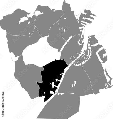 Photography Black location map of the Vesterbro/Kongens Enghave District inside gray urban d