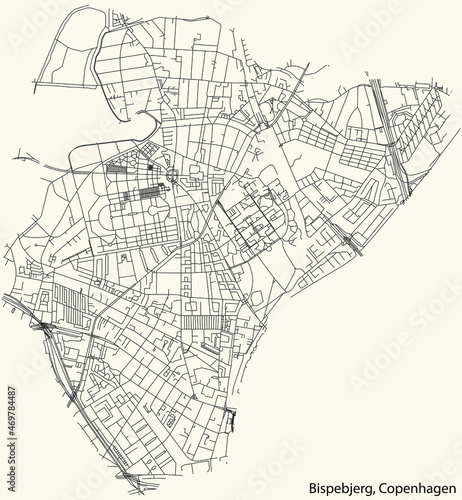 Canvas Print Detailed navigation urban street roads map on vintage beige background of the qu