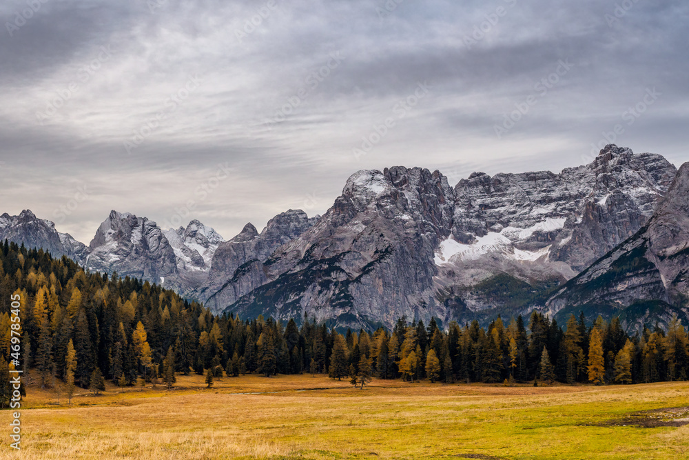 Scenic landscape of Dolomites, Belluno Province, Dolomiti Alps, Italy