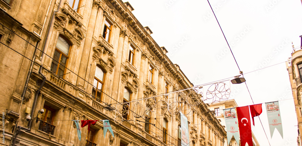 Cultural, touristic, and historical buildings of Istanbul Istiklal Street