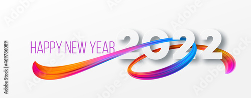 Calendar header 2022 number on colorful abstract color paint brush strokes background. Happy 2022 new year colorful background. Vector illustration