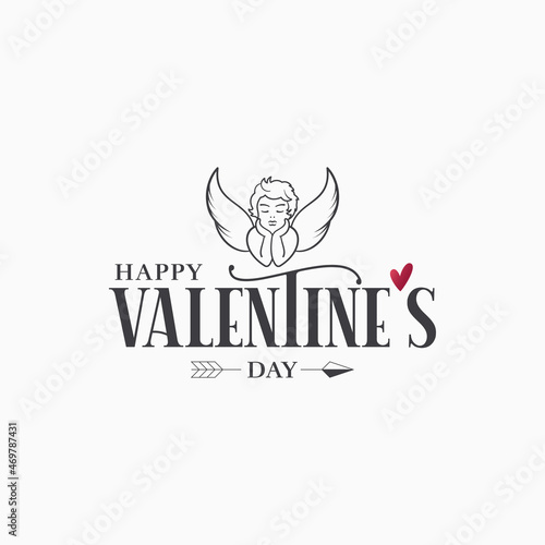Valentines day card with cupid on white backgrouns