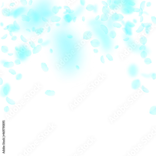 Turquoise flower petals falling down. Powerful rom © Begin Again